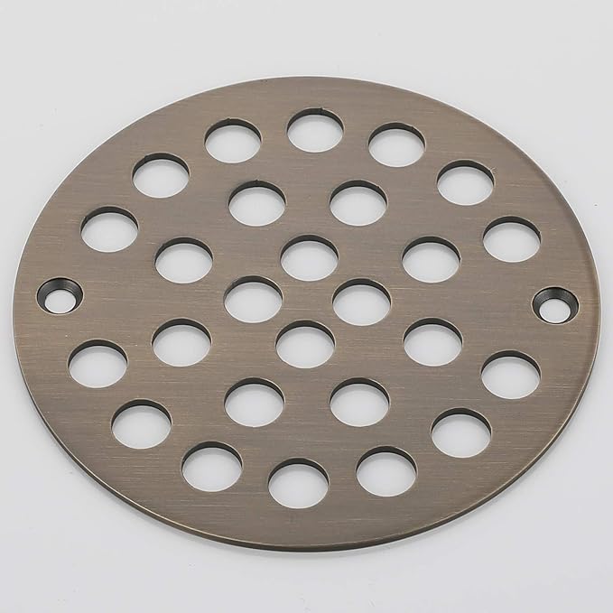 vouruna 4-Inch Screw-in Shower Strainer Drain Cover Replacement Floor Strainer (Antique Brass)