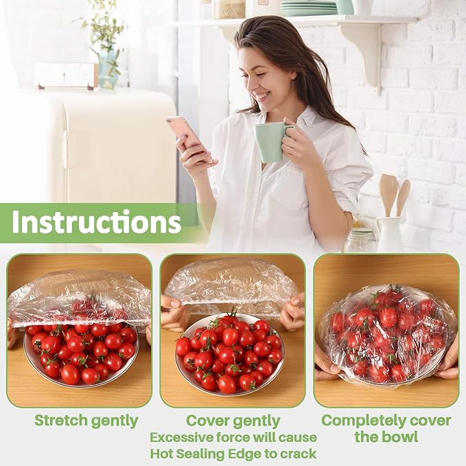 MAQIHAN 300 Bowl Covers Bread Proofing - Extra Large Plastic Wrap for Food Sourdough Bread Baking Rising Elastic Reusable Plate Covers Outdoor Food Fresh Keeping Bags Shower Cap Hair Deep Conditioning