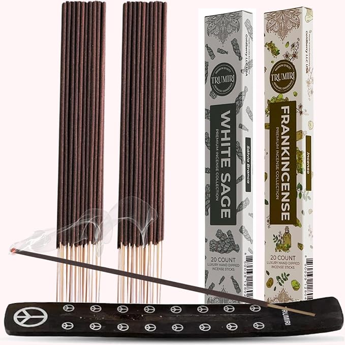 Trumiri Incense Sticks - Combo Pack of 40 Insence-Sticks - 20 White Sage + 20 Frankincense - Insenses - Insents - Incents - Inscense - Incence - Incienso - All Natural Incense Sticks