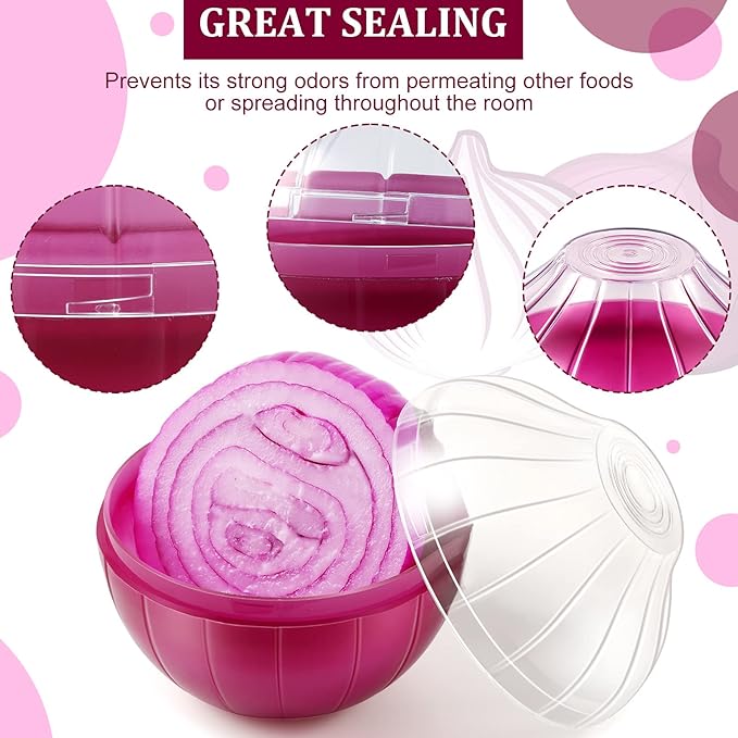 Vegetable and Fruit Storage Containers for Fridge, 4 Pcs BPA Free Reusable Food Saver - Tomato, Garlic, Onion, Lemon Keeper Holder - Refrigerator Vegetable Crisper Makes Food Stays Fresh Longer