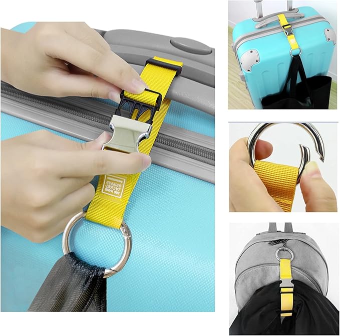 2PCS Heavy Duty Add a Bag Luggage Strap Jacket Gripper, Carry-on Baggage Suitcase Straps Belts Travel Accessories