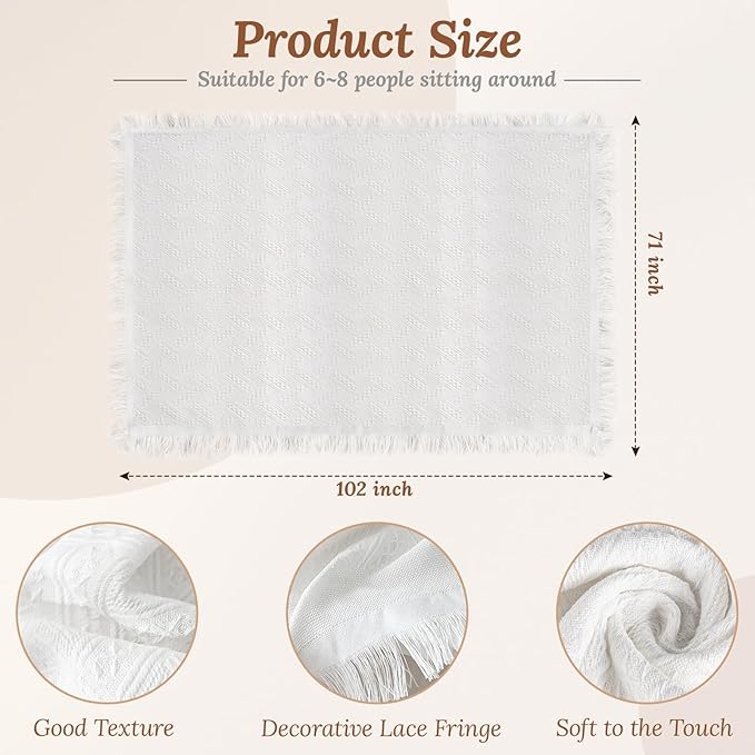 91 x 71 Extra Large White Outdoor Picnic Blanket, Woven Cotton Yarn Oversize Portable Blanket with Fringe for Camping, Lawn or Wedding Photoshoot. Indoor Bohemia Decorations, Machine Washable