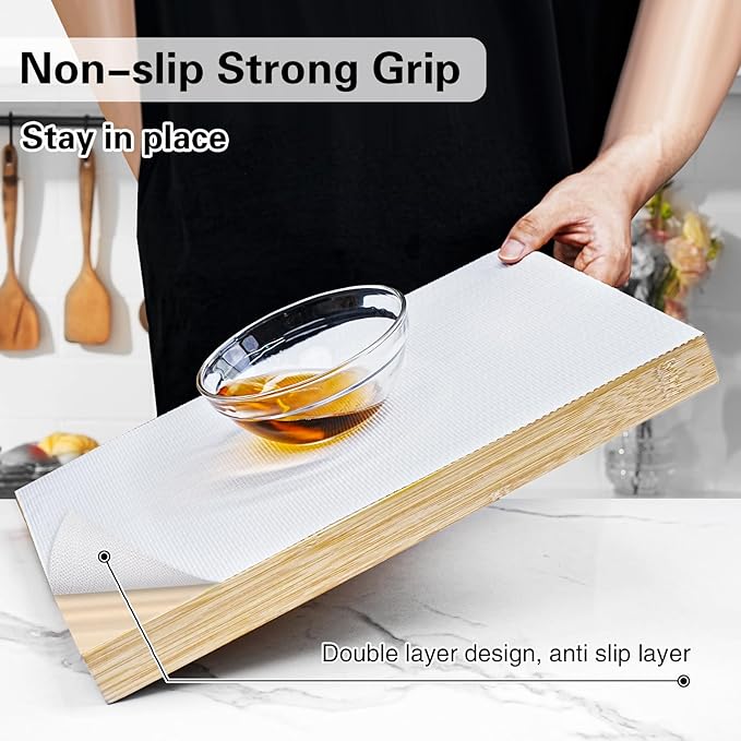 Drawer and Shelf Liner for Kitchen Cabinet,Non-Adhesive Cabinet Liner 12in x 20FT,Waterproof Shelf Paper Non-Slip Mats Cupboard Liners Contact Protect Dresser/Shelves/Table-White