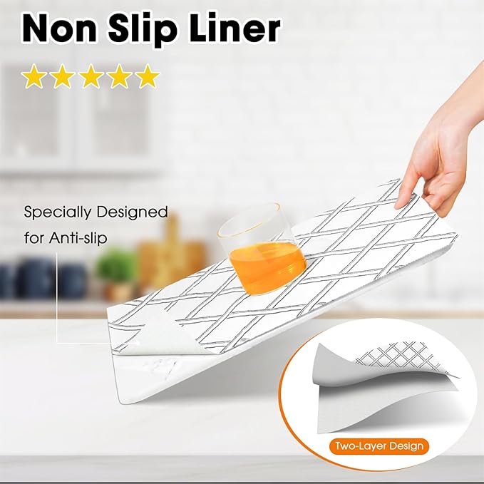 Gopas Drawer and Shelf Liner for Kitchen Cabinets Non-Adhesive, Non-Slip Cabinet Liner Shelf Paper Strong Grip Waterproof Easy to Clean for Kitchen Shelves Cupboard,Geometric,12IN X 30FT