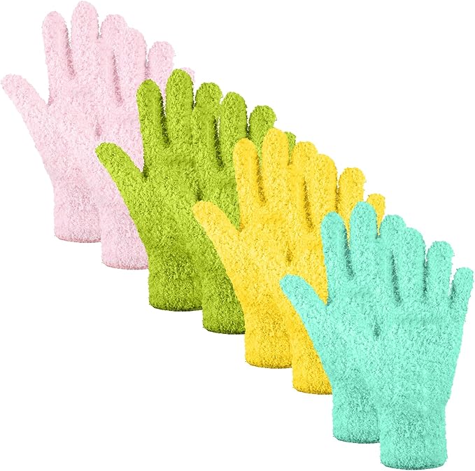 faralite 4 Pairs Microfiber Plant Dusting Gloves,Breathable Work Gloves for Indoor Plants and Gardening