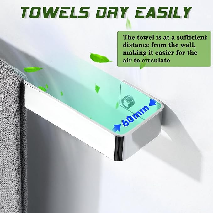 Alise Hand Towel Holder Towel Bar for Bathroom Wall Mount,SUS304 Stainless Steel Towel Rack for Bathroom and Lavatory,Kitchen,8'' Bath Towel Hanger Towel Rail,Polished Chrome