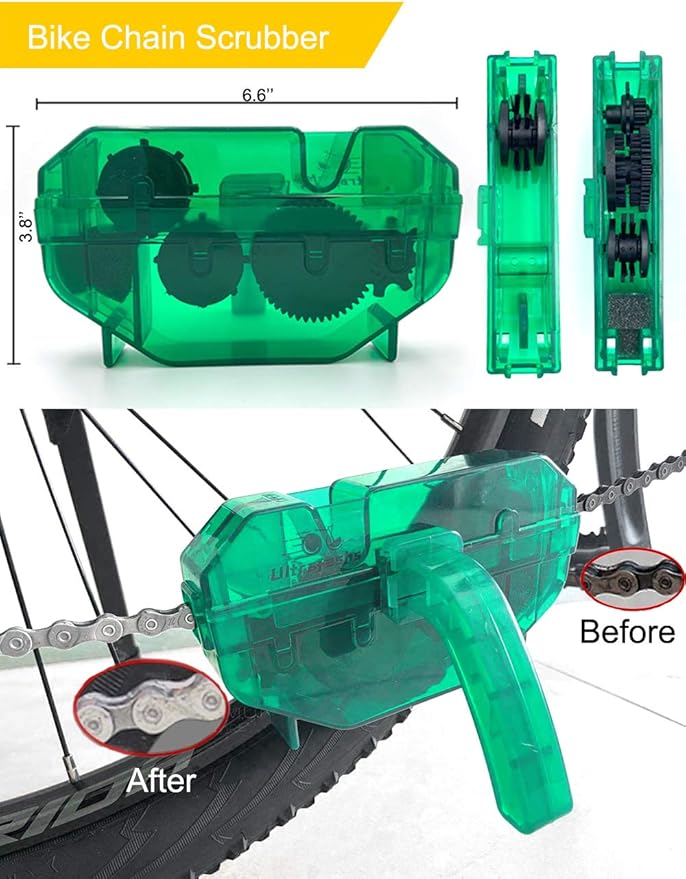 Bike Chain Lubricant Oil and Cleaner Set - 2oz Wet Lube & 19oz Degreaser with Chain Scrubber Brush Tool for Bicycle Maintenance Care Kit