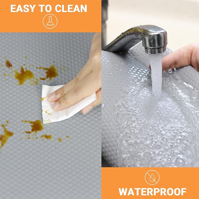 FLPMIX Shelf Liner Light Gray: Waterproof Kitchens Drawer Mat 15 X 240 Inch - Easy to Cut Pantry Cabinets Liners for Cupboard
