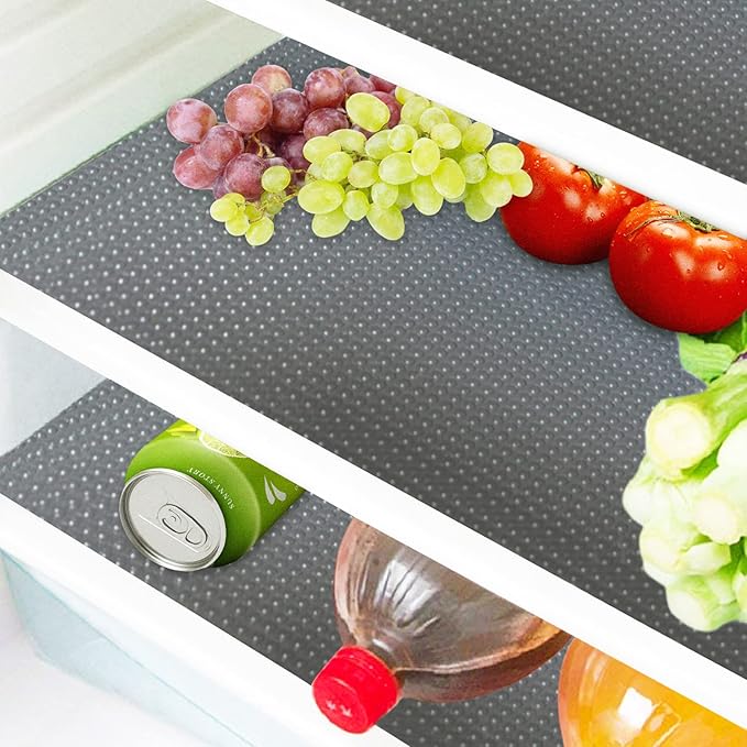 16 Pcs Refrigerator Liners Mats Washable, Refrigerator Mats Liner Waterproof Oilproof, Shinywear Fridge Liners for Shelves, Cover Pads for Freezer Glass Shelf Cupboard Cabinet Drawer (16 Gray)