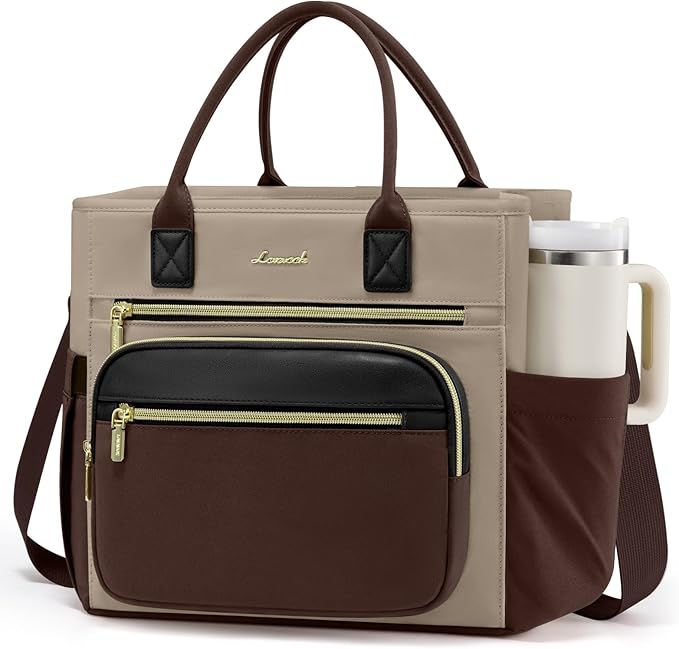 LOVEVOOK Insulated Lunch Bag Women,Wide Opening Adult Lunch Box Women with Cup Holder,X Large Leakproof Cooler Bag for Work Picnic Beach Family College Mom,Lunch Teacher Breast Pump Diaper Tote Bag