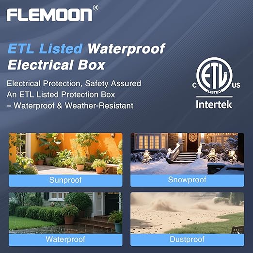 Flemoon Large Outdoor Electrical Box with Transparent Lid, IP54 Waterproof Box with Clear Cover, Weatherproof Extension Cord Cover for Photocell Light Sensor Timer, Power Strip, Outlet, Plug, Socket