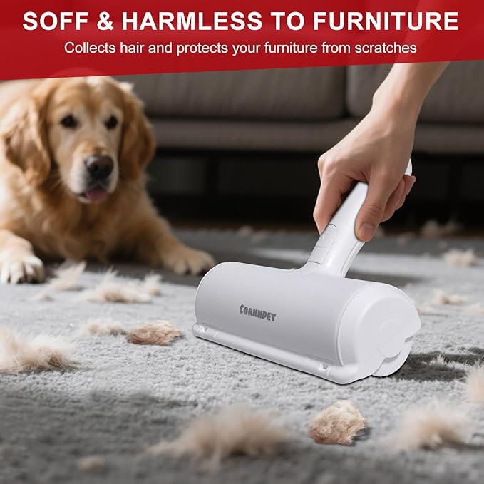 Cornnpet Roller Pet Hair Removal Tool – Reusable Lint Roller for Dogs & Cats – Self-Cleaning Fur Remover Brush - Portable, Multi-Surface Fur Removal Tool - Pet Hair Removal Tool for Car & Home