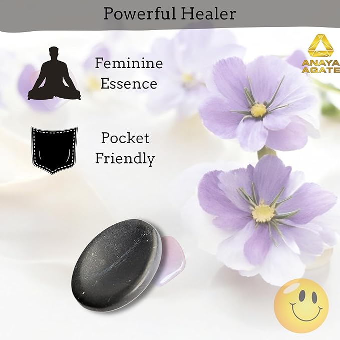 Shungite Worry Stones – Crystal Thumb Worry Stone for Anguish, Stress – Relaxing & Soothing Balance Stones for Meditation, Stress Relief – Healing Stones & Crystals for Men, Women