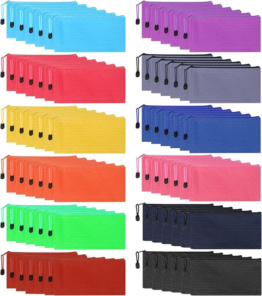 72pcs Pencil Pouch Bulk,Zipper Pouches,Waterproof Pencil Bags, Small Organizing Bags in 12 Colors for Classroom,Office Supplies Storage and Travel Accessories
