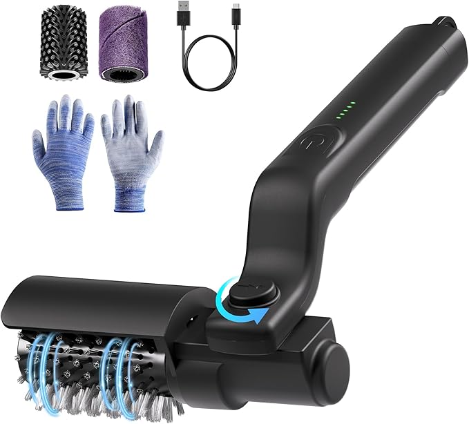 Electric Grill Brush 2-in-1 Automatic Grill Cleaner with Adjustable Angle, Includes 3-Speed Power Motor Stainless Steel & Scouring Pad Heads, Waterproof Cleaning Tool for for BBQ Grates & Griddles