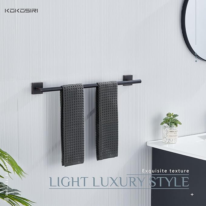 KOKOSIRI Bathroom Towel Bar Bath Towel Holders for Toilet Kitchen Cabinet Wall Mount 24 Inch, 2 Pack Oil Rubbed Bronze Stainless Steel B4005ORB-L24-P2