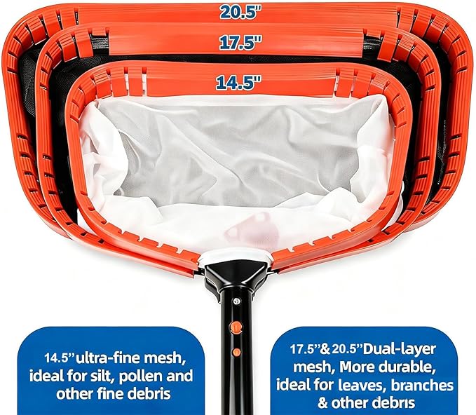 14'' pool net, Pool Skimmer Net with Ultra Fine Mesh Netting Bag, Aluminum Frame, Super Extra Fine Nylon Net, Spa Pool Cleaning Net, Skimmer for Sand, Silt, Leaves, Remove The Finest Debris (No Pole)