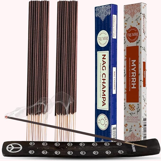 Trumiri Incense Sticks - Combo Pack of 35 Insence-Sticks - 15 Nag Champa + 20 Myrrh - Insenses - Insents - Incents - Inscense - Incence - Incienso - All Natural Incense Sticks
