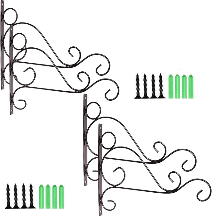 TIHOOD 4PCS Metal Plant Bracket Iron Wall Mount Lanterns Hangers for Hanging Bird Feeders, Lanterns, Wind Chimes, Planters, Outdoor Decoration Hooks | Lanterns Hangers, for Hanging Bird Feeders, Lanterns, Wind Chimes, Planters, Outdoor Decoration Hooks