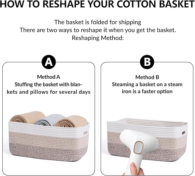 MiniArk Large Storage Baskets for Organizing, Closet Shelf Baskets for Clothes Blanket Towels, Baby Nursery, Toy Bins Box, Woven Rope Basket, 17 x 13 x 7.5”, 3 Packs Gradient Brown