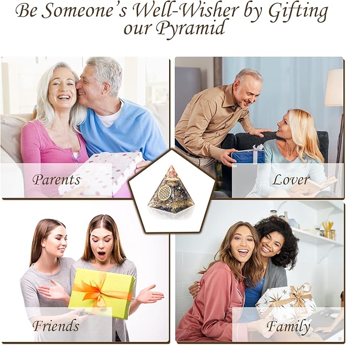 Orgone Pyramid Flower of Life Orgonite Money Healing Crystals Pyramid for Positive Energy (Labradorite)