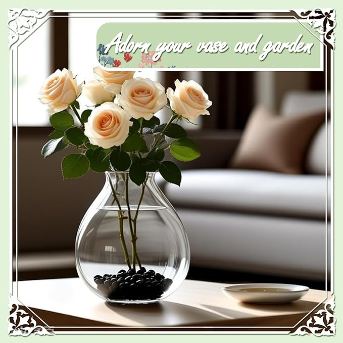 5lbs Natural River Rocks, High-Polished Pebbles for Plants Garden, 1-2 inch Decorative Black Stones, Ideal for Fish Tank, Vases, Crafting, Home Decor and Garden Landscaping Rocks,Black