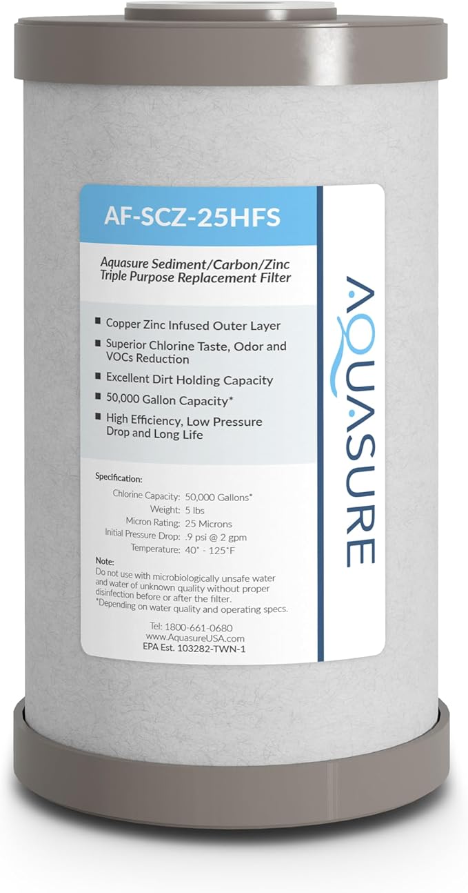 Fortitude V2 Series Sediment/Carbon/Zinc Bacteria Inhibiting Triple Purpose Replacement Filter - Standard (Sediment/Carbon/Zinc, Standard)