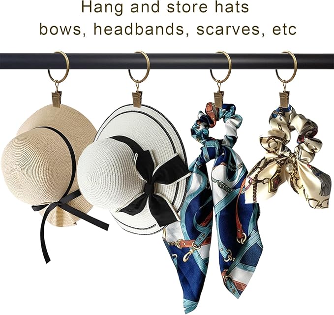 100 Pack Curtain Rings with Clips, Curtain Clip Rings Hooks, Bow Hanger Clips for Hanging Drapery Drapes Bows, Ring 1.26 inch Interior Diameter, Fits up to 1" Rod, Bronze