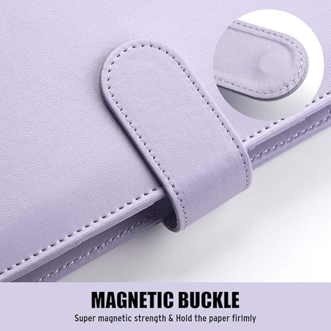 Sooez A5 Notebook Photocard Binder, 6 Budget Binder Ring Planner with Stylish Design, Loose Leaf Personal Organizer Binder Cover with Magnetic Buckle, Macaron PU Leather Binders(Dark Green)