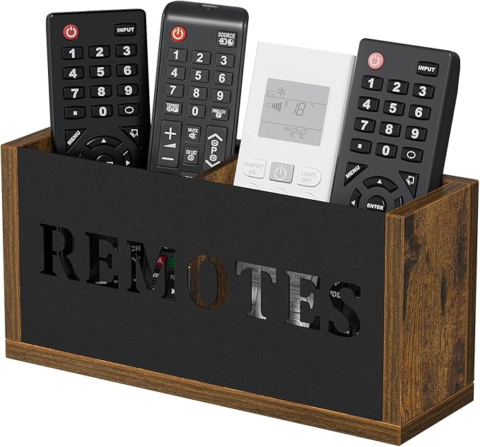 YINMIT Remote Control Holder Wall Mount, TV Remote Holder Wall Mount, Universal Remote Caddy, Remote Organizer Divided Storage Box for Wall, Table, Living Room, Bedroom