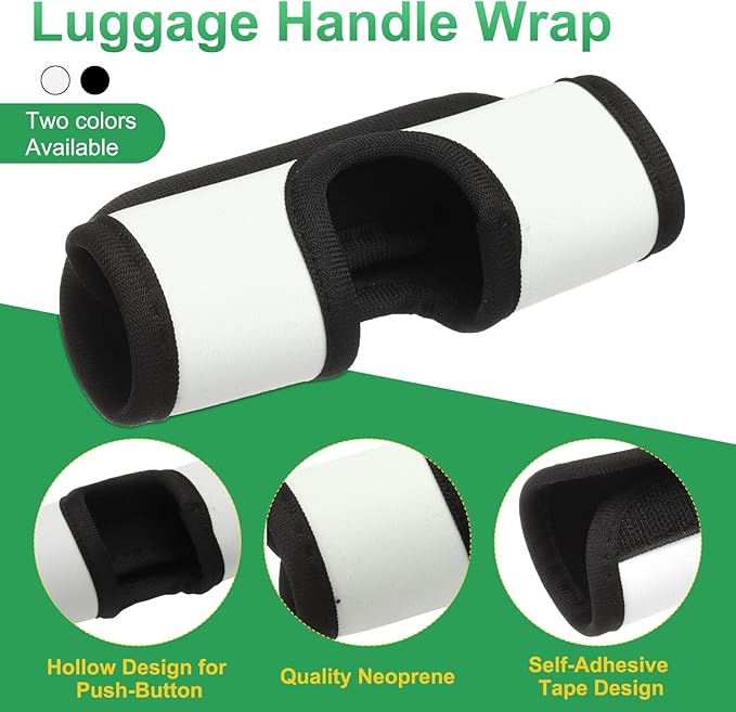 uxcell Luggage Handle Wrap, 2 Pcs Hollow Neoprene Handbag Grip Cover Protector Luggage Identifiers Suitcase Handle Wraps for Luggage Suitcase Travel Bags, White/Black
