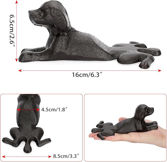 Sumnacon Cast Iron Door Stop - Heavy Duty Rustic Door Stopper, No Drilling Required, Vintage Metal Door Wedge for Floor Surface in Home, Office, Commercial, and Industrial Settings - Dachshund Design