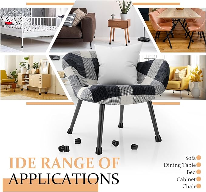 1" Round Rubber Chair Leg Tips Caps, Chair Leg Floor Protectors Furniture Legs Caps Non Slip Reduce Noise for Hardwood Floors (Black, 12 Pack)
