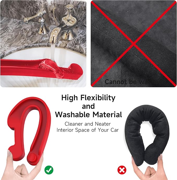 Car Seat Gap Filler Set of 2, 3IN1 Seat Side Gap Filler Plug with Storage Slot & Hook Function, Soft Foam Universal Fit Car SUV Truck Fill Gap Between Seats Console Organizer (Narrow Red)