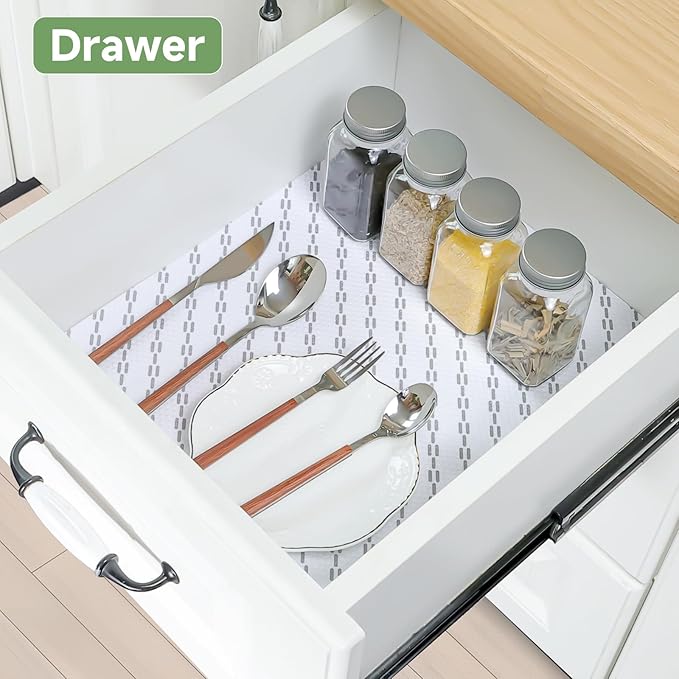 Shelf Liners 11 inch x 20 ft Shelf Liners for Kitchen cabinets nonstick Shelf Lining Drawer Mats EVA Protector for Cupboard (White Diagonal Stripes,11 inch x 20 ft)