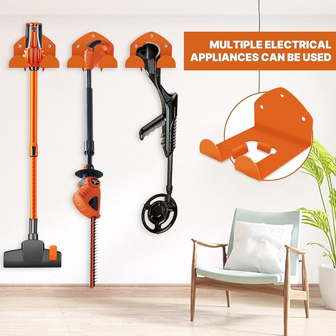 FLEXI RODS Garage Storage Garage Organizer Trimmer Rack Garden Power Tool Hanger for Grass Trimmer, Hedge Trimmer, Garages Wall, Garag Trimmer, Garden Tools, 3 Pack