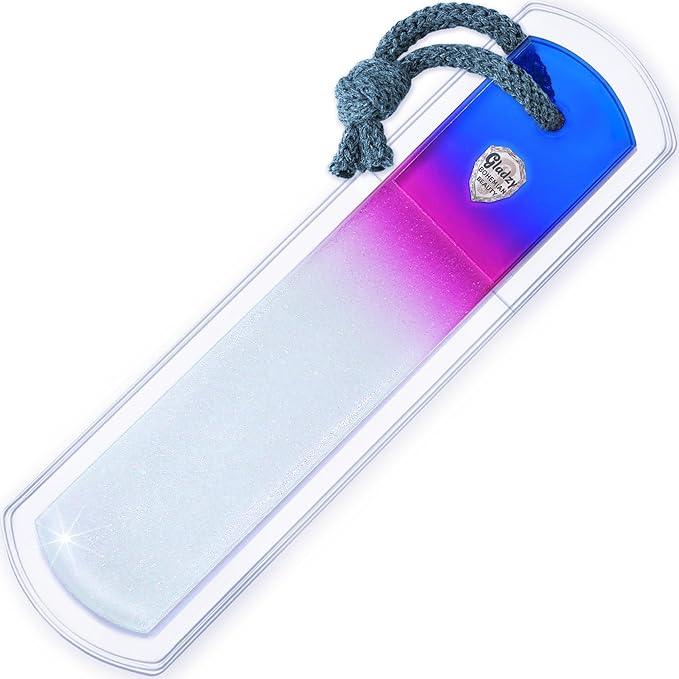 Genuine Czech Glass Foot File - Two-Sided Different Grit Surface, Gentle Callus Remover, Pedicure & Spa Rough Skin Scrubber, Professional Toenail and Heels Care, EU Quality, Large Size