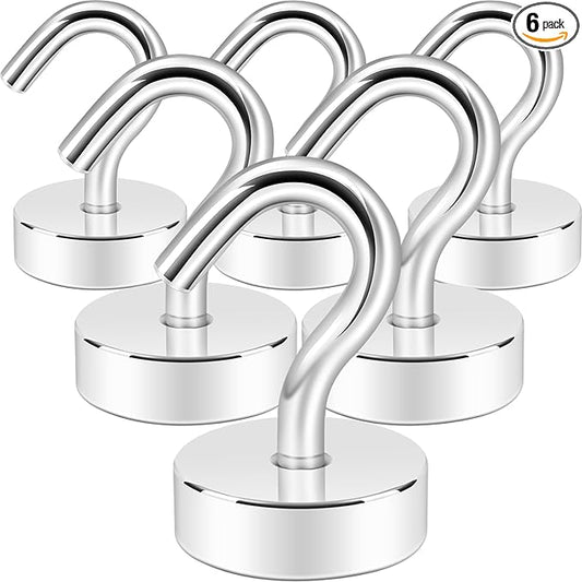 Neosmuk Magnetic Hooks, Cruise Ship Essentials, 30lb+ Heavy Duty Magnetic Hooks for Cruise Cabins, Refrigerator, Grill, Hanging, and Travel | Extra Strong Must-Haves Magnet Hook,Silver