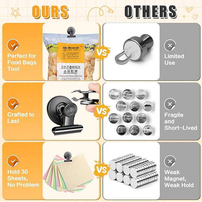 Grtard 500-pack Magnetic Clips Heavy Duty, Black Magnet Clips for Fridge, Refrigerator Magnets, Scratch-Free Magnets with Clip, Strong Magnetic Clip for Whiteboard, Refrigerator, Locker, Classroom