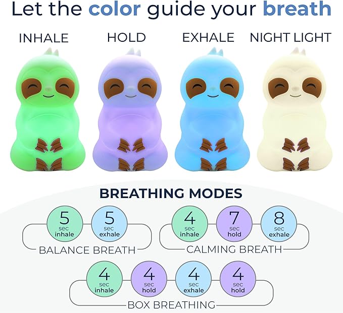 Mindsight 'Breathing Buddha' Slow-It-Down Sloth Guided Visual Meditation Tool for Mindfulness | Slow Your Breathing & Calm Your Mind for Stress & Anxiety Relief | Perfect for Adults & Kids