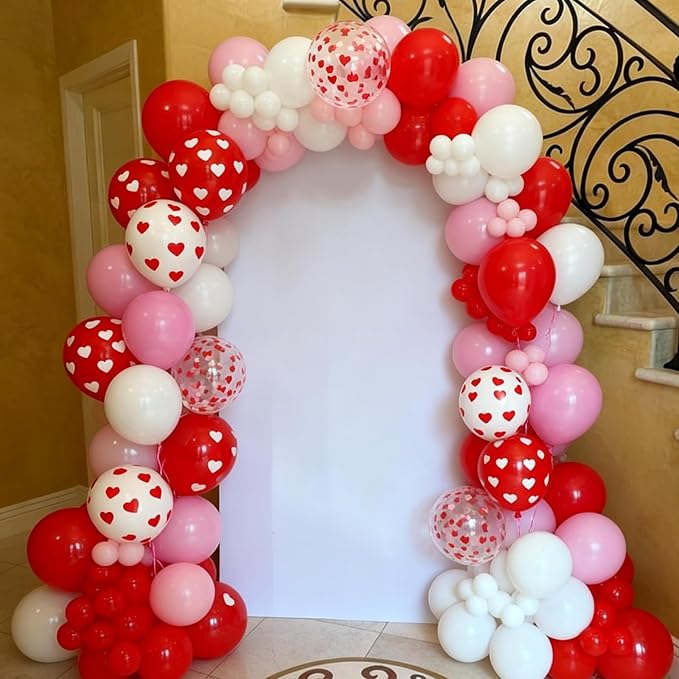 Pink Red Balloons, Red Pink Heart Printed Balloons, Heart Confetti Balloon For Valentine's Day Birthday Baby Shower Party Wedding Bachelorette Anniversary Celebration Bridal Shower Decorations
