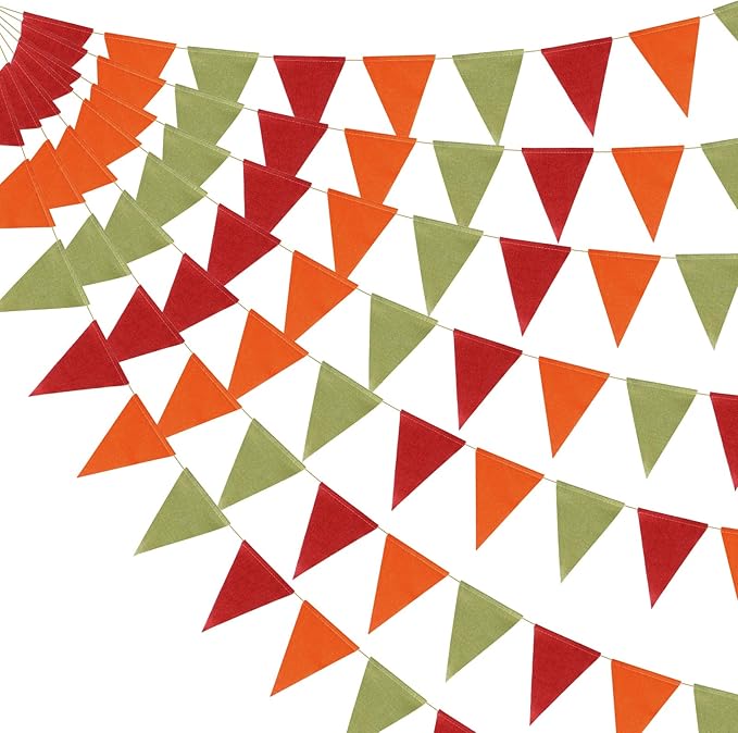 HESTYA 42 Pieces Colorful Pennant Banner Flag Orange Red Green Bunting Triangle Banner for Classroom School Carnival Birthdays Garland Outdoor Events Party Hanging Decorations