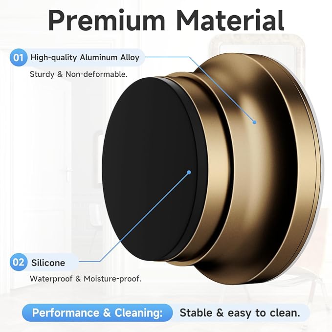 2PC Door Stoppers for Wall, 1.65 x 0.9 Inch Door Knob Wall Protector with Silicone & Aluminum Alloy, Adhesive & Screw Mounting Door Bumper for Home & Office Walls, Bronze