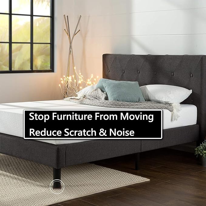 4x4 Square Rubber Furniture Caster Cups, Anti-Sliding Furniture Pads Bed Stopper Floor Protectors with Grip - Protect Any Flooring
