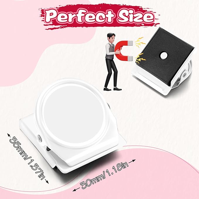 Grtard 6 Pack Magnetic Clip 1.8Inch, White Refrigerator Clip Magnets, Clip with Magnet, Heavy Duty Refrigerator Magnets, Magnet Clips for Whiteboard, Fridge, Note List, Photo Displays, Locker