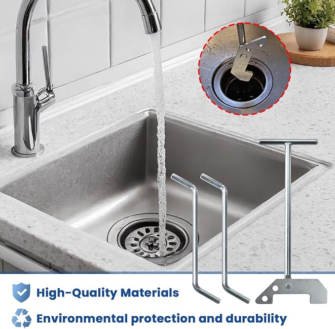 Garbage Disposal Wrench, Garbage Disposal Unjamming Wrench with 2 Garbage Disposal Allen Wrench, Garbage Unclogger to Dislodge Jams or Clutter from Above the Sink