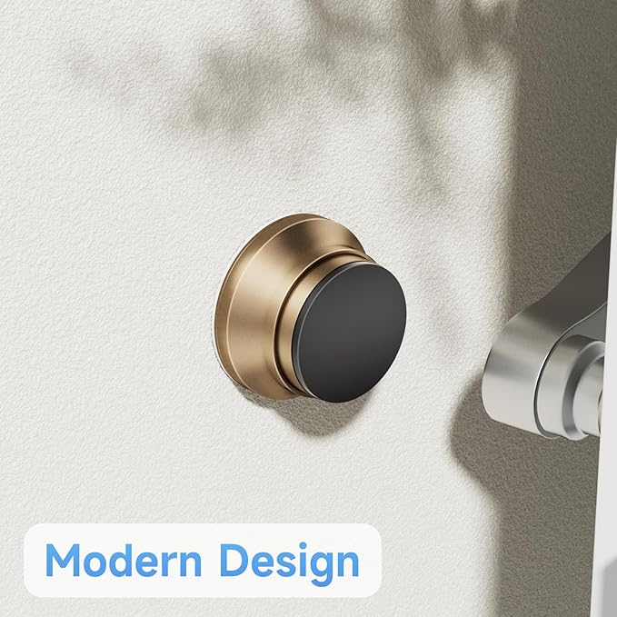 2PC Door Stoppers for Wall, 1.65 x 0.9 Inch Door Knob Wall Protector with Silicone & Aluminum Alloy, Adhesive & Screw Mounting Door Bumper for Home & Office Walls, Bronze