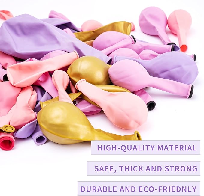 Pastel Pink Purple Balloon Garland Kit, Double Stuffed Lavender Balloons Garland 146pcs Latex Pastel Pink Purple Gold Balloons for Baby Shower Bachelorette Wedding Birthday Party Decorations