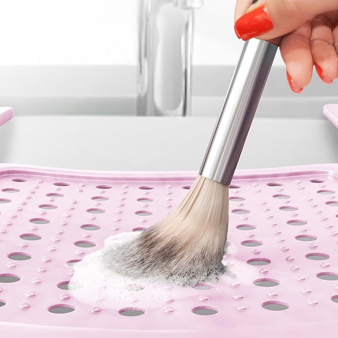 Sink Topper Bathroom Sink Cover for Counter Space & Storage Saver | RV Must Haves | Silicone Foldable Beauty Makeup Brush Cleaning Mat | Hot Tools Organizer | RV Sink Cover | Large, Pink