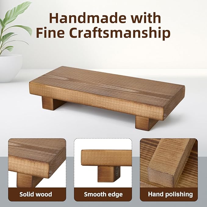 Handmade Solid Wood Soap Riser Stand - Rustic Farmhouse Style Tray for Kitchen, Bathroom & Home Décor | Stable Wooden Soap Holder & Countertop Organizer (10x4.7 Inch)
